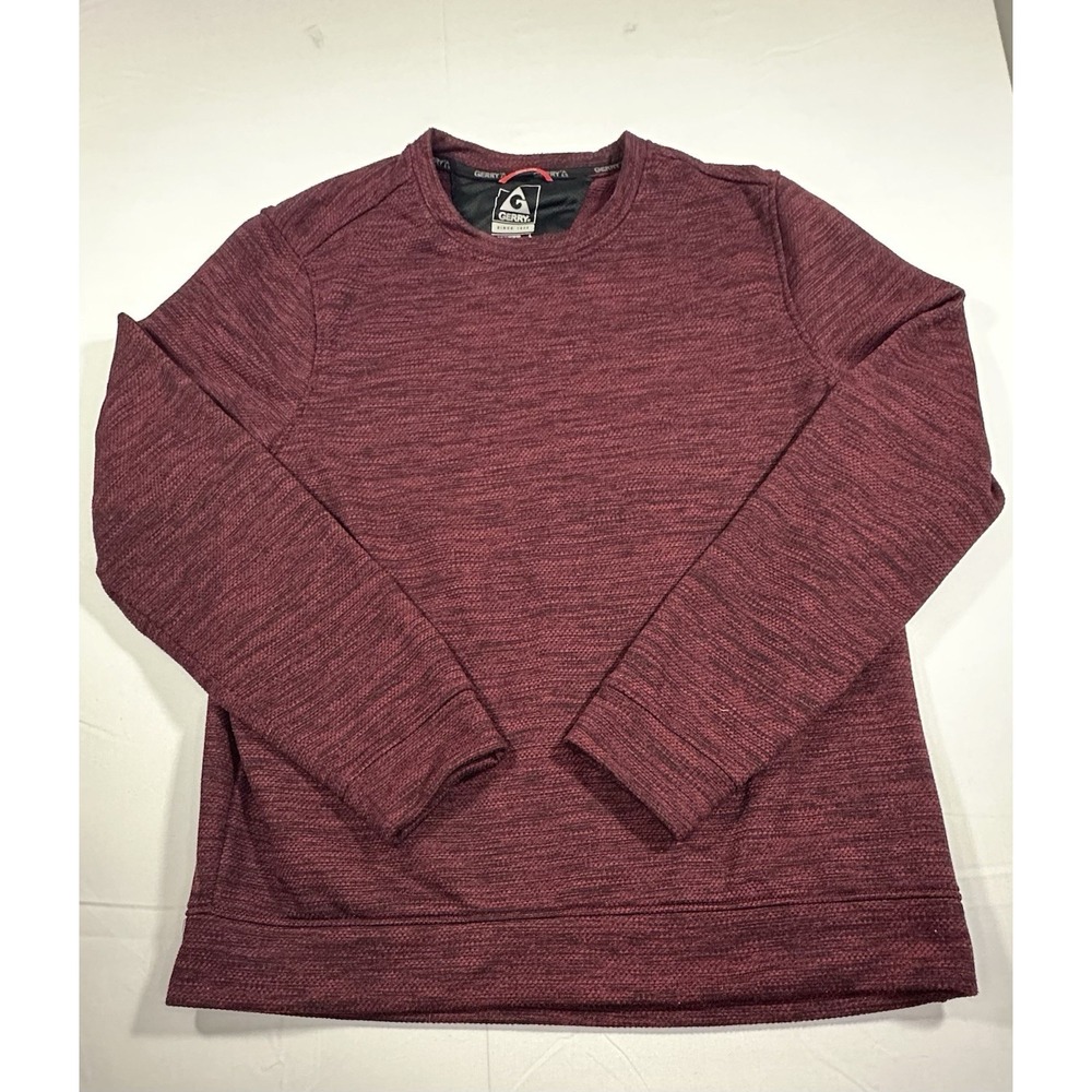 Gerry Sweater Mens Large Red Maroon Long Sleeve Pullover Crew Neck Lightweight